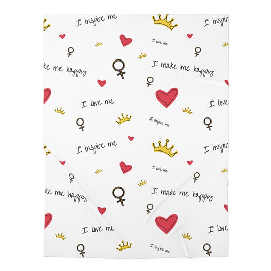 Inspiring Baby Swaddle Blanket - Cute Hearts & Crown Design